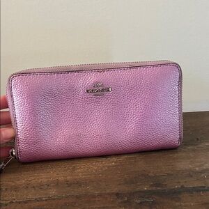Coach Metallic Pink Leather Wallet